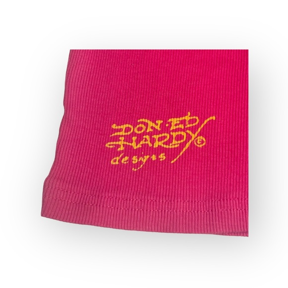 Y2K: OG Ed Hardy ❤︎︎ Love Tattoo Ribbed Tank ❤︎︎ Hot Pink ❤︎︎ Girl 10 XXS XS ❤︎︎ - Picture 10 of 16